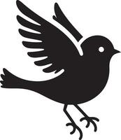 Black artwork illustration of a flying robin bird silhouette, capturing the graceful motion and elegance of this avian in a simple yet striking design. vector