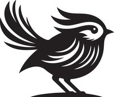 Black artwork illustration of a flying robin bird silhouette, capturing the graceful motion and elegance of this avian in a simple yet striking design. vector