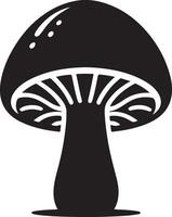 Mushroom silhouettes, graphic drawing with lines, black and white cut truffle, porcini mushroom, shiitake and chanterelles isolated vector