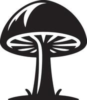 Mushroom silhouettes, graphic drawing with lines, black and white cut truffle, porcini mushroom, shiitake and chanterelles isolated vector