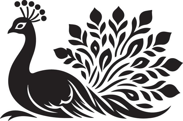 Peacock silhouette isolated on a white background. illustration