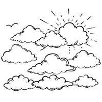 Cloud flat design black outline on a white background vector