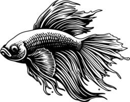 Betta Fish, Minimalist and Simple Silhouette - illustration vector