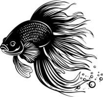 Betta Fish, Minimalist and Simple Silhouette - illustration vector