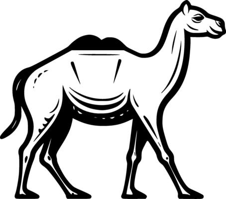 Camel - Black and White Isolated Icon - illustration