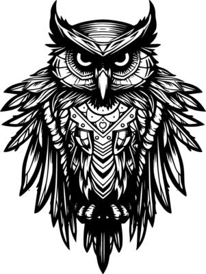Owl, Black and White illustration