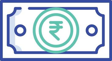 Rupee outline color illustration vector