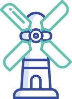 Windmill outline color illustration vector