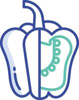 Capsicum slice outline color illustration vector