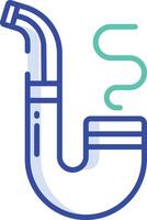 smoking pipe outline color illustration vector