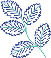 Mint leaf outline color illustration vector