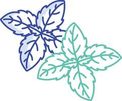 Basil leaf outline color illustration vector