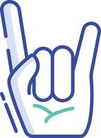 Horns up outline color illustration vector