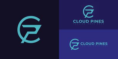 Abstract initial letters CP or PC logo in blue color isolated on multiple background colors. The logo is suitable for financial consulting logo design illustration inspiration templates. vector