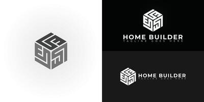 Abstract initial hexagon letter GW or WG logo in black colors isolated on multiple background colors. The logo is suitable for home builder services logo design inspiration templates. vector