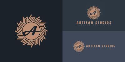 Abstract initial circle letter AS or SA logo in brown color isolated on multiple background colors. The logo is suitable for woodworking business logo design inspiration templates. vector