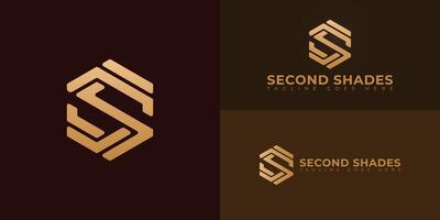Abstract initial hexagon letter S or SS logo in gold color isolated on multiple background colors. The logo is suitable for horse training business logo design illustration inspiration template vector