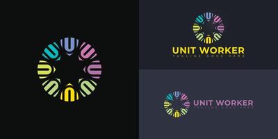 Spiral letter UW or WU logo in multiple colors isolated on multiple background colors. The logo is suitable for business and consulting company logo design illustration inspiration templates vector