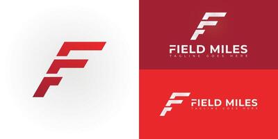 Abstract initial letters FM or MF logo in red color isolated on multiple background colors. The logo is suitable for business and technology logo design illustration inspiration templates. vector