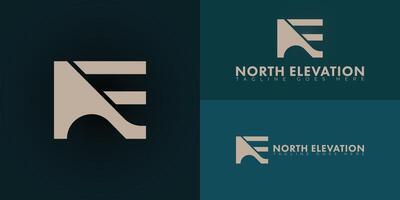 Abstract initial square letter NE or EN logo in gold color isolated on multiple background colors. The logo is suitable for architectural firm logo design inspiration templates. vector