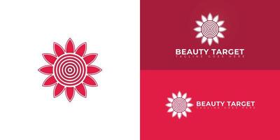 Spiral red bullseye logo with flower ornament in red color isolated on multiple background colors. The logo is suitable for business and finance logo design illustration inspiration templates. vector