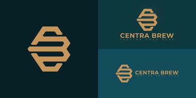 Abstract initial hexagon letter CB or BC logo in gold color isolated on multiple background colors. The logo is suitable for law and legal service logo design illustration inspiration templates vector