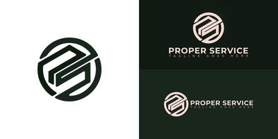 Abstract initial circle letters PS or SP logo in green color isolated on multiple background colors. The logo is suitable for construction business logo design illustration inspiration template vector