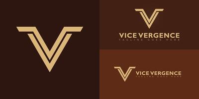 Abstract initial triangle letter V or VV logo in gold color isolated on multiple background colors. The logo is suitable for construction company logo design inspiration templates. vector