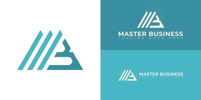 Abstract initial letter MB or BM logo in blue color isolated on multiple background colors. The logo is suitable for business and consulting logo design illustration inspiration templates. vector