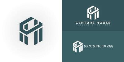 Abstract initial hexagon letter CH or HC logo in green colors isolated on multiple background colors. The logo is suitable for real estate company logo design inspiration templates. vector