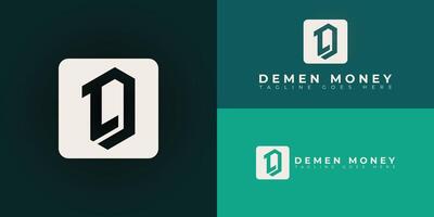 Abstract initial square letter D or DD logo in white colors isolated on multiple background colors. The logo is suitable for financial technology logo design inspiration templates. vector
