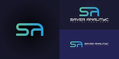 Abstract initial letter SA or AS logo in green-blue color isolated on multiple background colors. The logo is suitable for analytics start-ups and business consulting logo design illustration vector