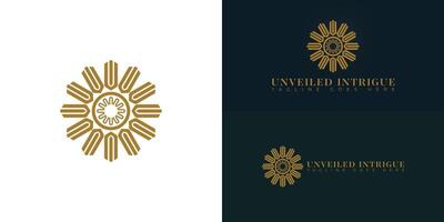 Abstract initial spiral letter UI or IU logo in gold color isolated on multiple background colors. The logo is suitable for jewelry business logo design inspiration templates. vector
