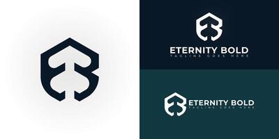 Abstract initial hexagon letters EB or BE logo in blue color isolated on multiple background colors. The logo is suitable for dental office logo design illustration inspiration templates. vector