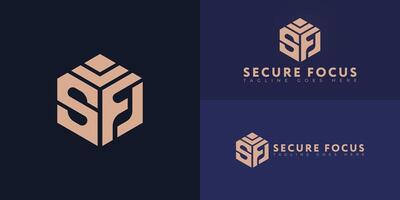 Abstract initial hexagon letter SF or FS logo in gold color isolated on multiple background colors. The logo is suitable for property consulting business logo design inspiration templates. vector