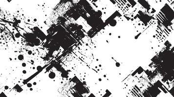 Intricate Black Monochrome Overlay with Abstract Grunge Gritty Art Texture on White Background vector