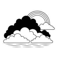 Cloud flat design black outline on a white background vector