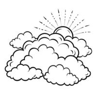 Cloud flat design black outline on a white background vector