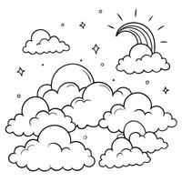 Cloud flat design black outline on a white background vector