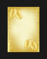 Golden Grunge Background with Palm Leaves. A lavish and sophisticated golden A4 template, perfect for a cover, wedding invitation, print, or decoration. vector
