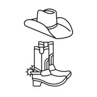 Cowboy shoes and head silhouette Art illustration vector