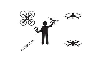Drone set with a man icon illustration vector