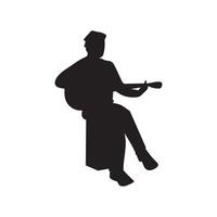 a silhouette of a man playing a banjo vector