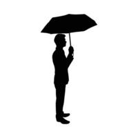 A man standing under the umbrella, silhouette image vector