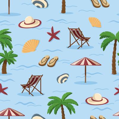 Multi-colored seamless pattern on the theme of summer sea holidays