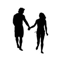 A silhouette man and woman standing closer vector
