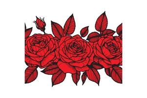 a row of roses with open illustration image vector