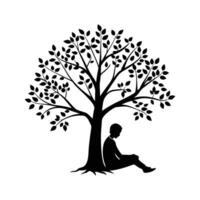 a man sitting under a tree vector