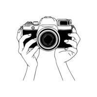 Old digital camera silhouette arts vector