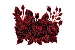 a row of roses with open illustration vector